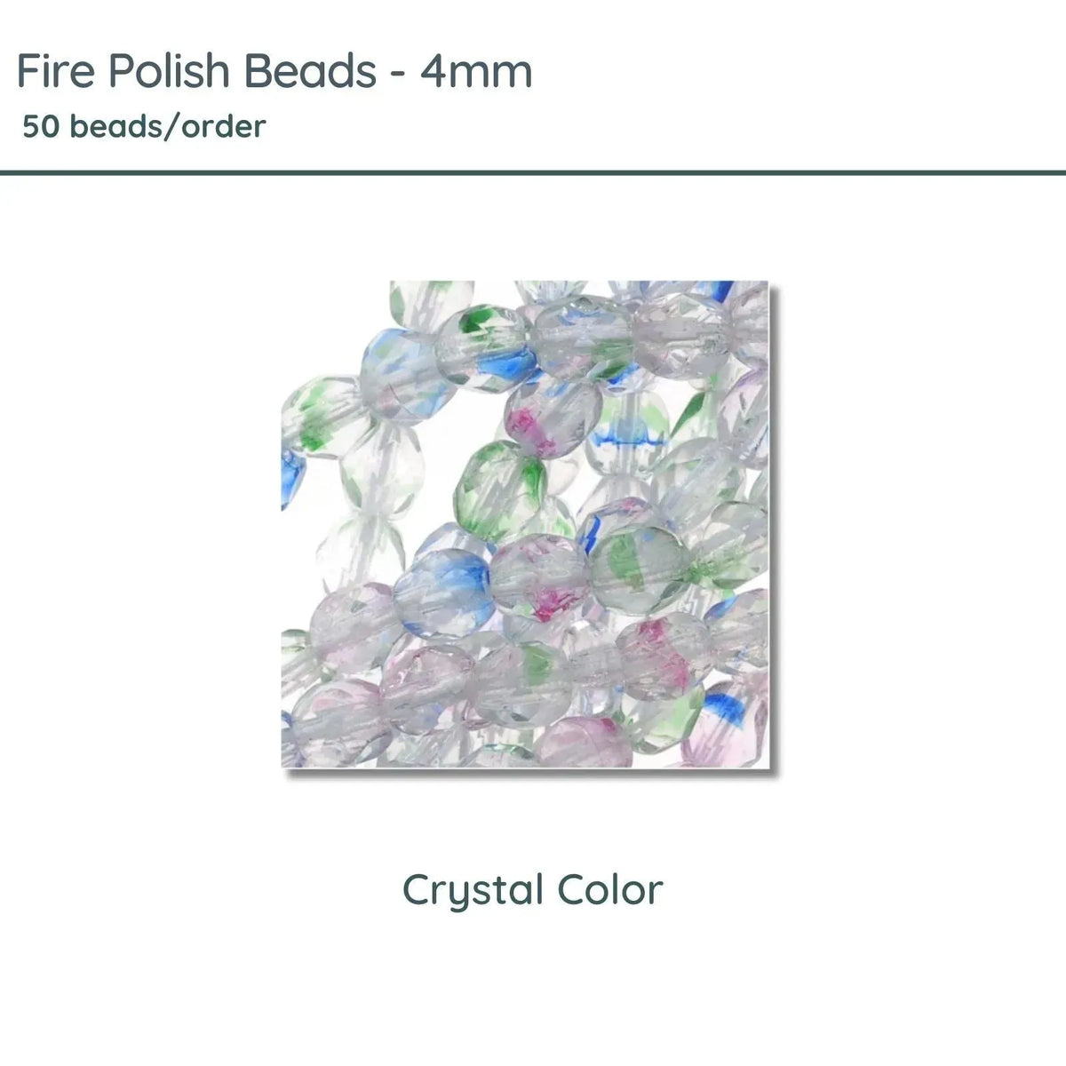 Fire Polish Beads, 4mm, Crystal Color, 50 pieces - The Argus Collection