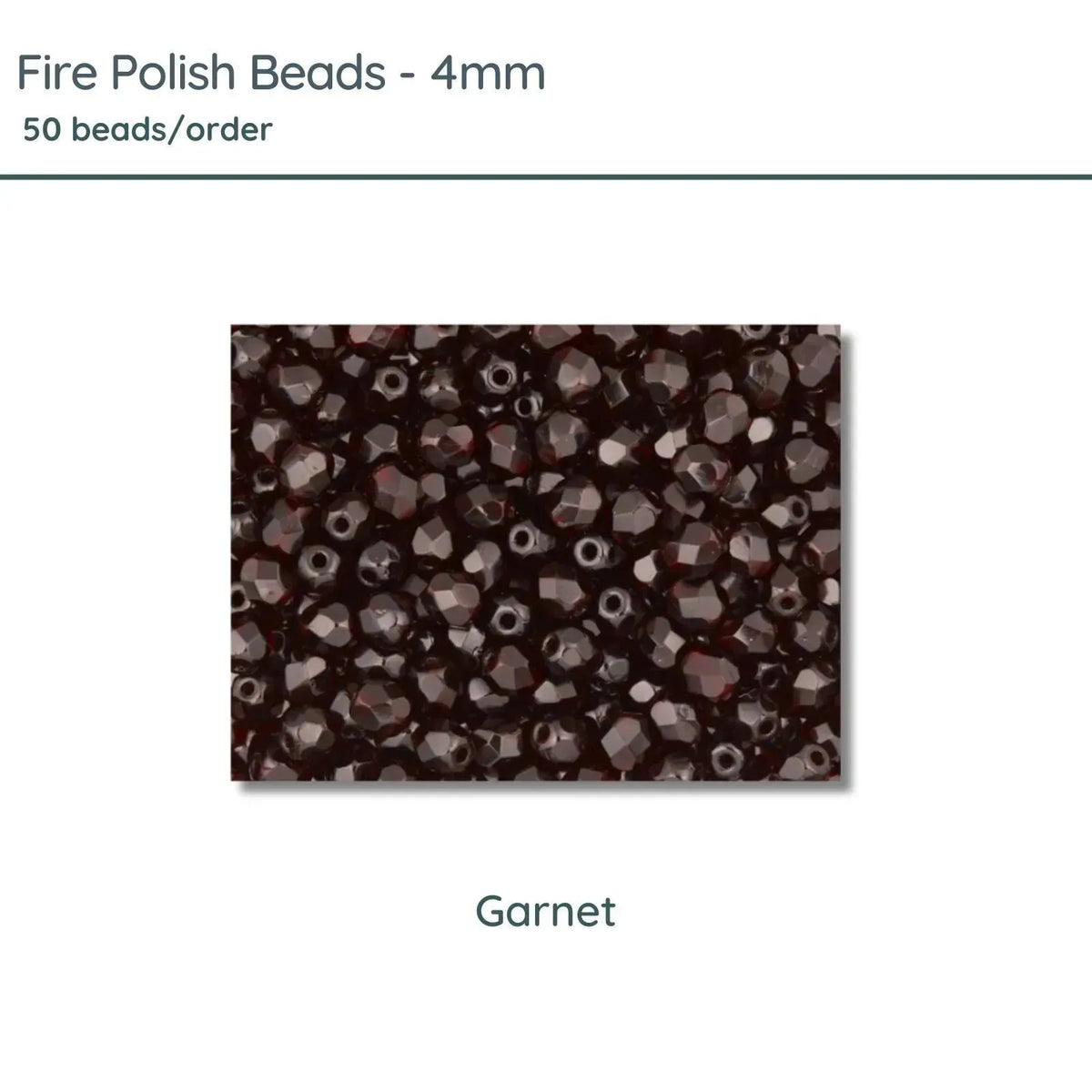 Fire Polish Beads, 4mm, Garnet, 50 pieces - The Argus Collection