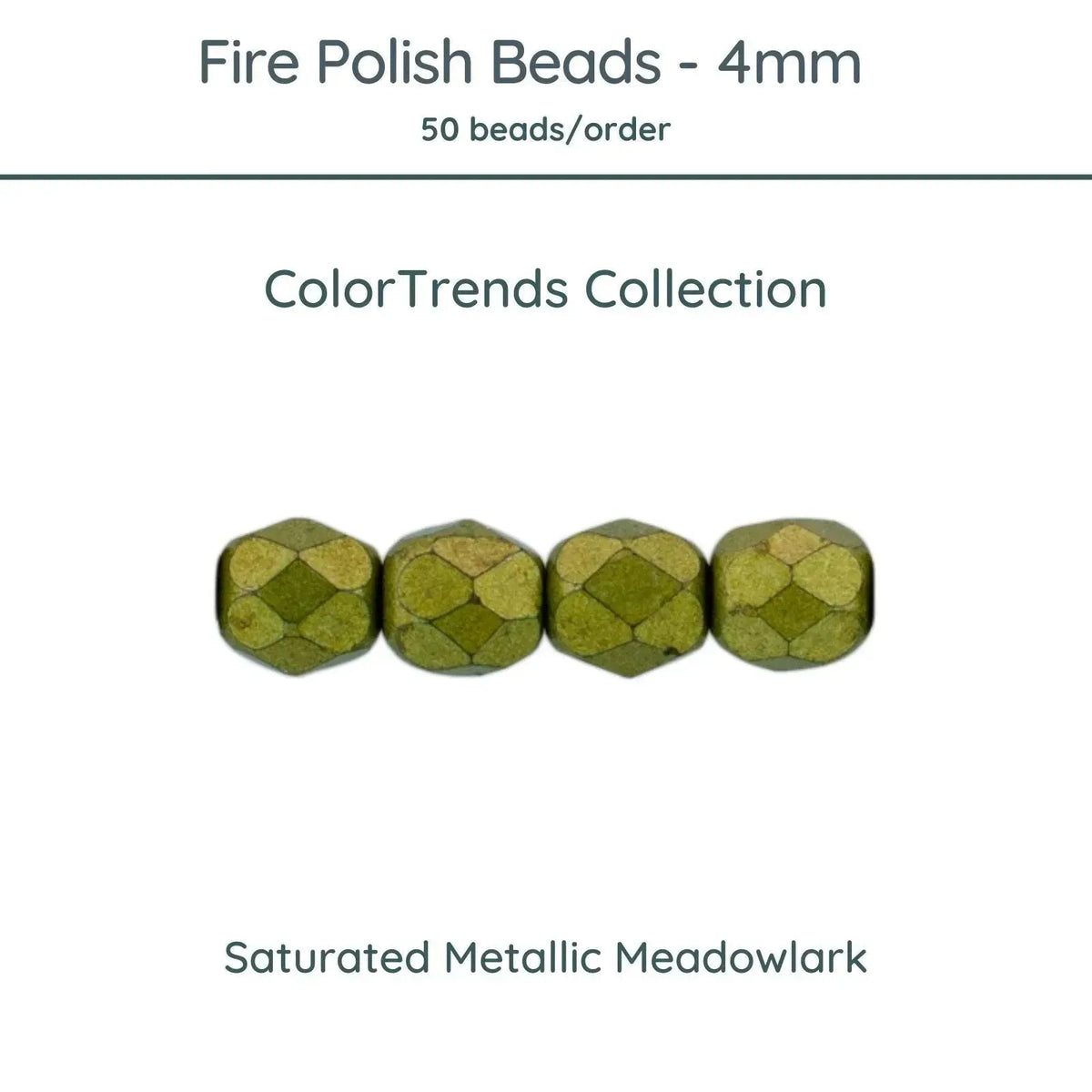 Fire Polish Beads, 4mm, Saturated Metallic Meadowlark, 50 pieces - The Argus Collection