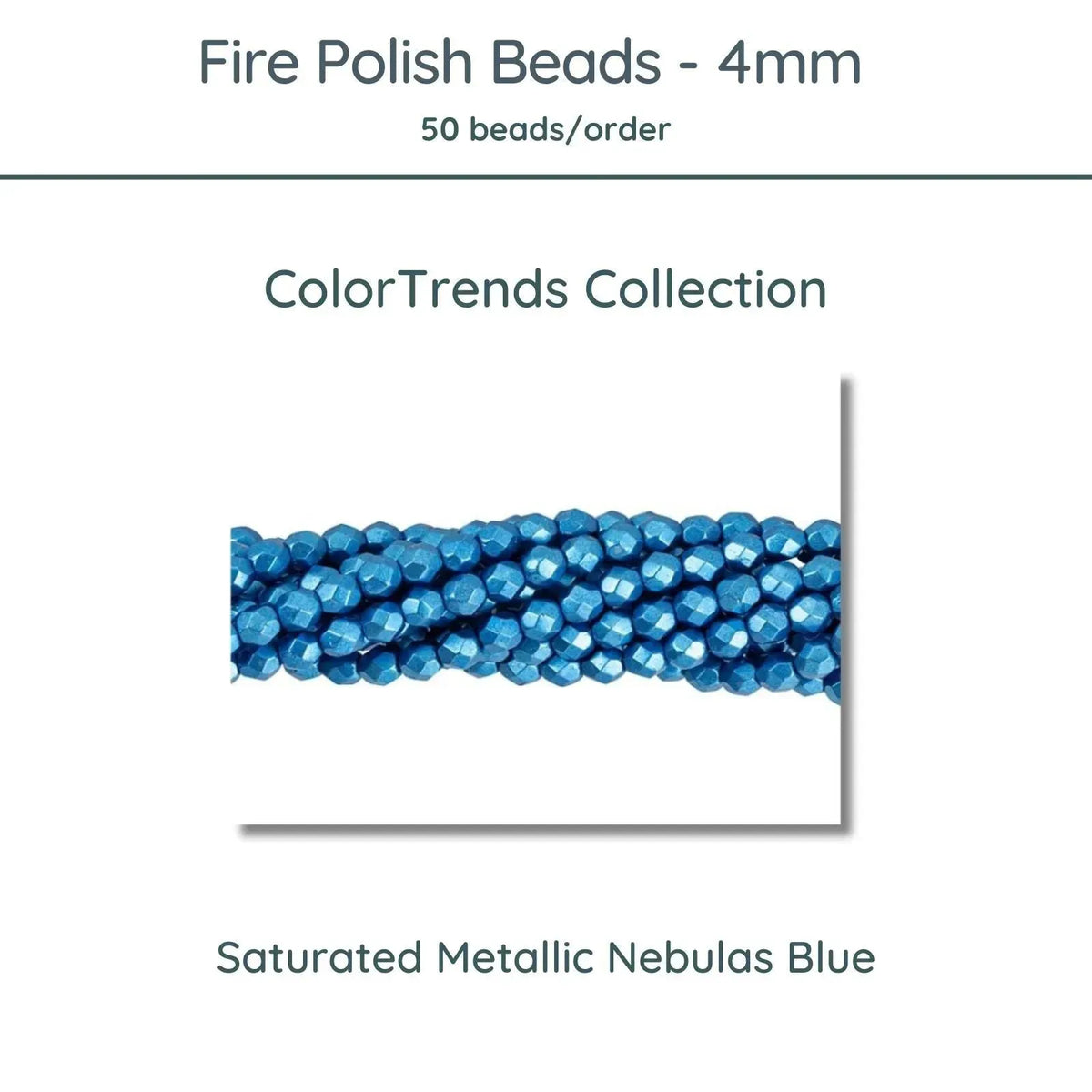 Fire Polish Beads, 4mm, Saturated Metallic Nebulas Blue, 50 pieces - The Argus Collection