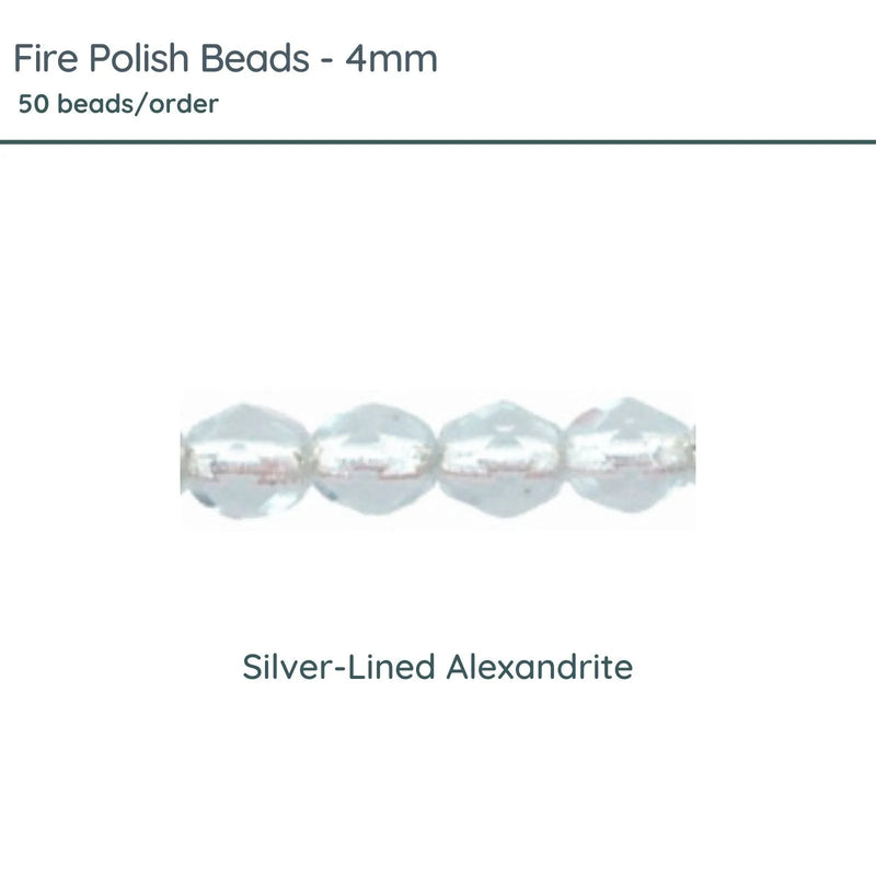 Fire Polish Beads, 4mm, Silver-Lined Alexandrite, 50 pieces - The Argus Collection