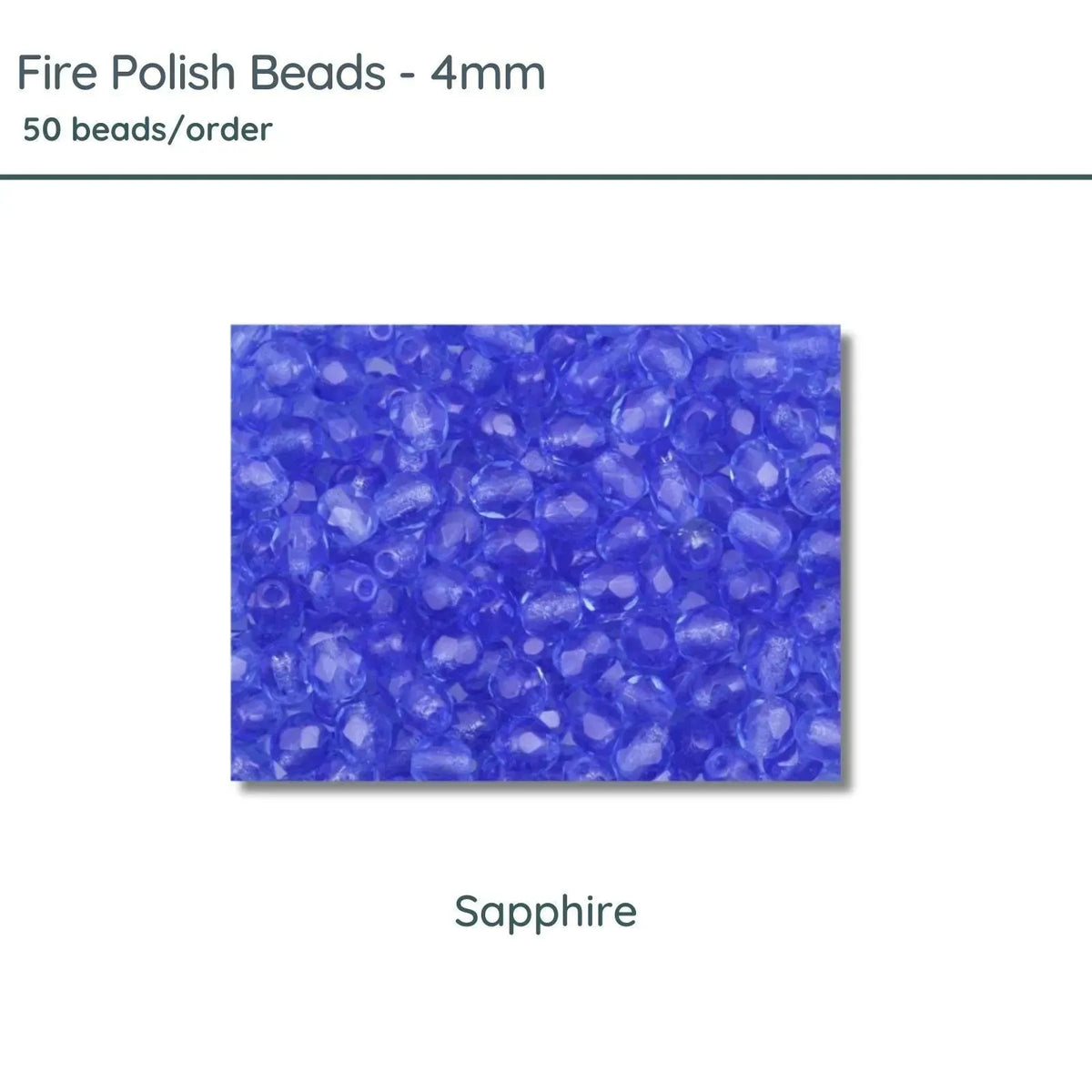 Fire Polish Beads, 4mm, Sapphire, 50 pieces - The Argus Collection