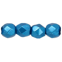 Fire Polish Beads, 4mm, Saturated Metallic Nebulas Blue, 50 pieces - The Argus Collection