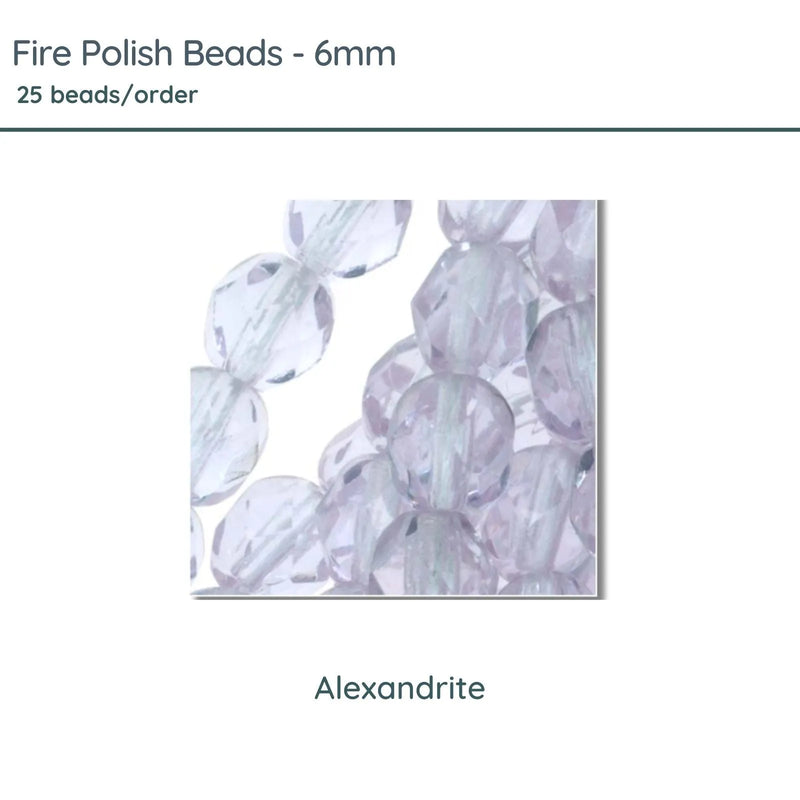 Fire Polish Beads, 6mm, Alexandrite, 25 pieces - The Argus Collection