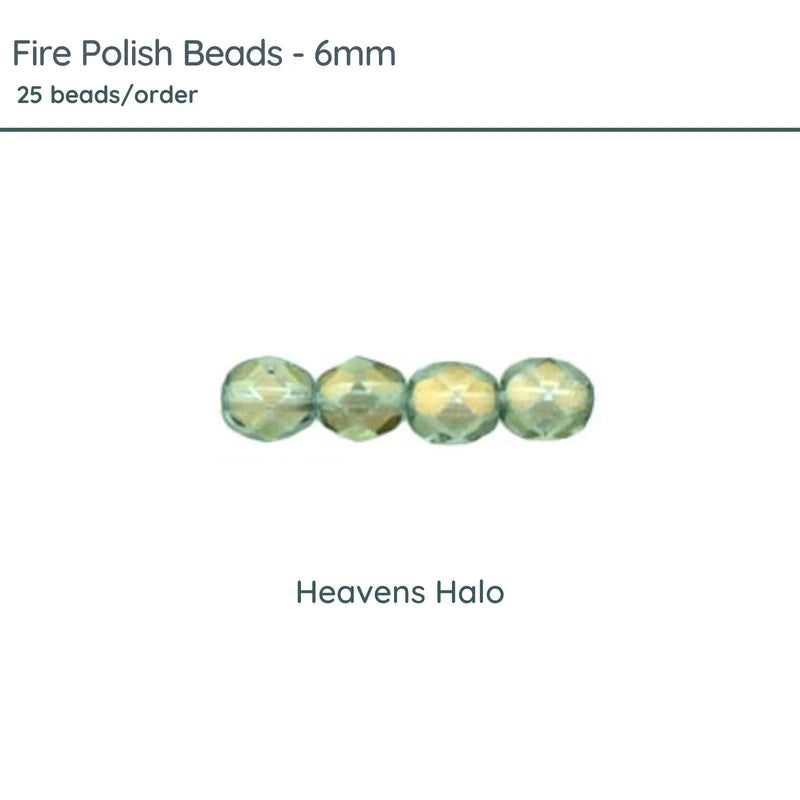 Fire Polish Beads, 6mm, Heavens Halo, 25 pieces - The Argus Collection