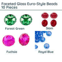 Facetted Glass Rondelle European-style Beads, 10 Pcs. - The Argus Collection