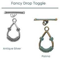 Fancy Drop Toggle Clasp, 2 Finishes