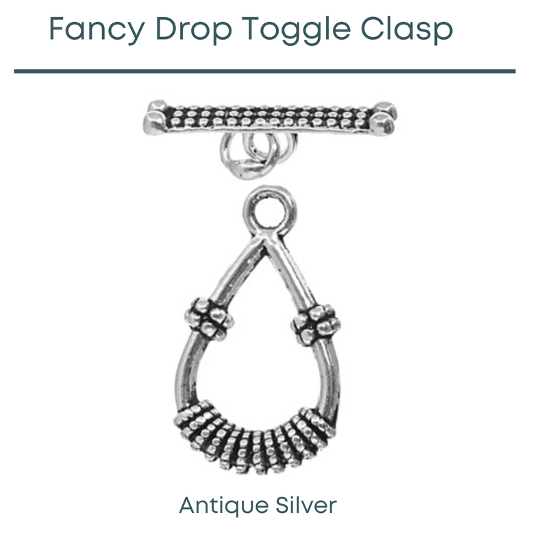 Fancy Drop Toggle Clasp, 2 Finishes