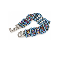Finished multi-strand beaded bracelet featuring the Fancy Foldover 3-strand clasp in silver