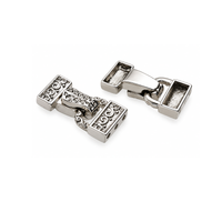  Fancy Foldover 3-strand silver clasp shown open from multiple angles with three attachment holes