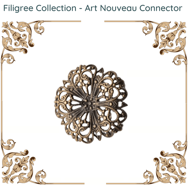 Art Nouveau Connector or Pendant, Filigree Collection, 30mm - The Argus Collection