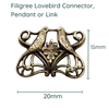 Filigree Collection, Lovebird Connector or Pendant - The Argus Collection