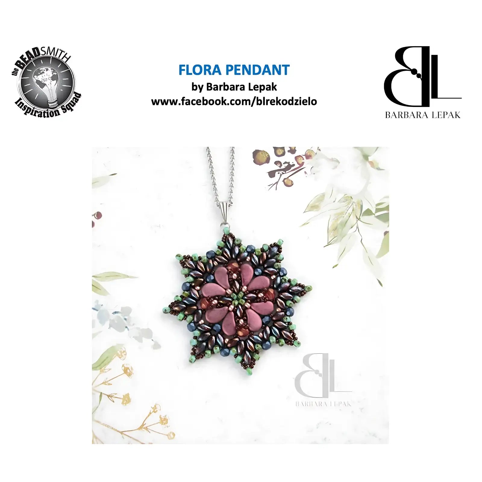 Flora Pendant Pattern by Barbara Lepak - The Argus Collection