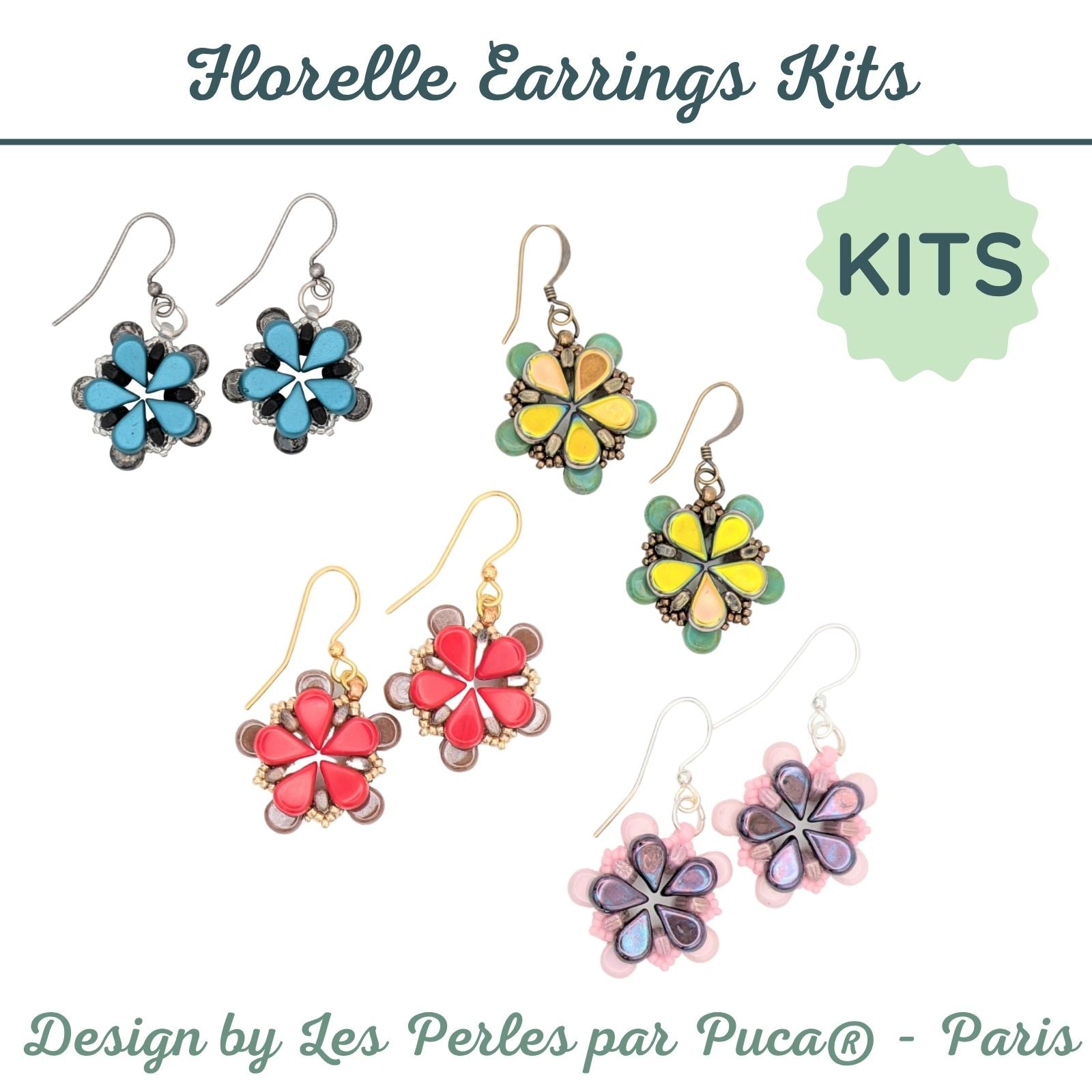 Florelle Earrings Bead Kits, 4 Colors