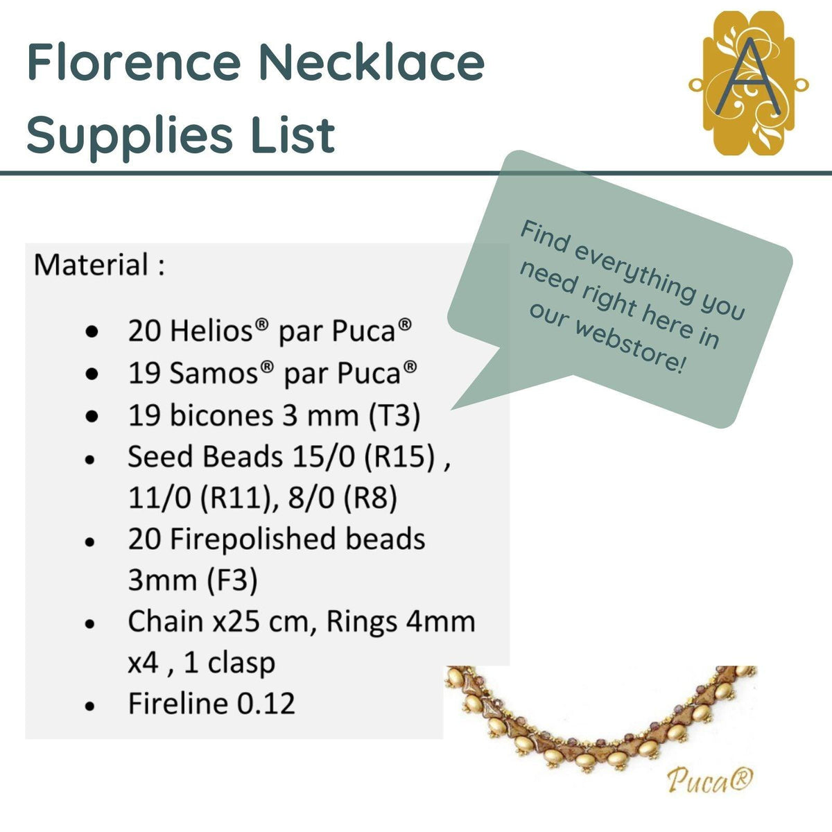 Florence Necklace Pattern par Puca - The Argus Collection