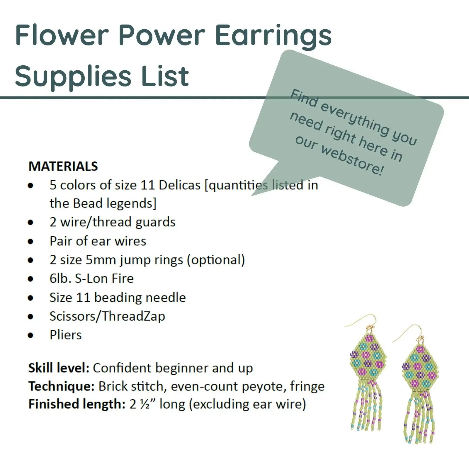 Flower Power Earrings Pattern - Flower Power Earrings Pattern - Default Title , The Argus Collection