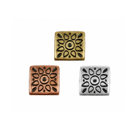 Folk Flower 5mm flat leather sliders in three metal finishes