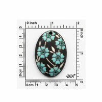 Golem Oval Ceramic Pendant, Blooming Hearts Blue - The Argus Collection