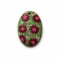 Golem Oval Ceramic Pendant, Blooming Hearts Burgundy - The Argus Collection