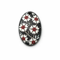 Golem Oval Ceramic Pendant, Blooming Hearts White - The Argus Collection
