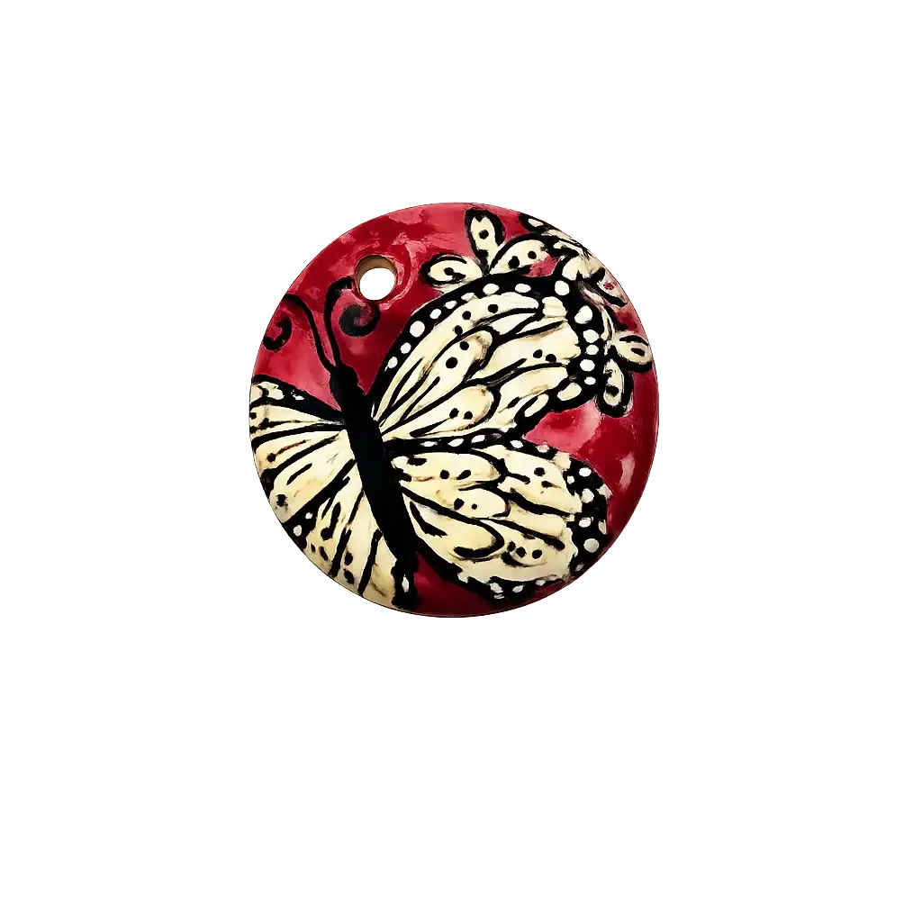 Golem Round Ceramic Butterfly Pendant - The Argus Collection