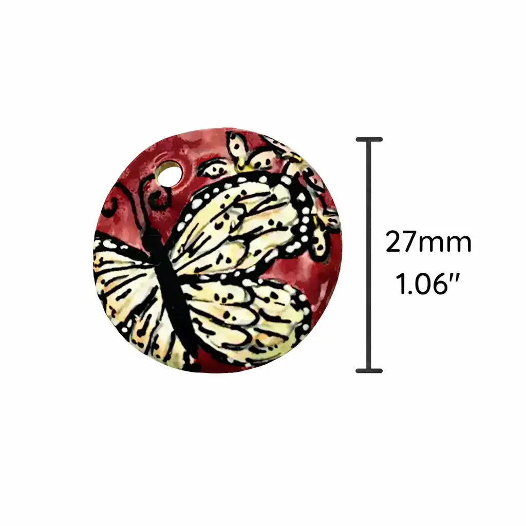 Golem Round Ceramic Butterfly Pendant - The Argus Collection