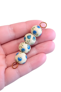 Golem Round Bead, Tulips, Blue - The Argus Collection