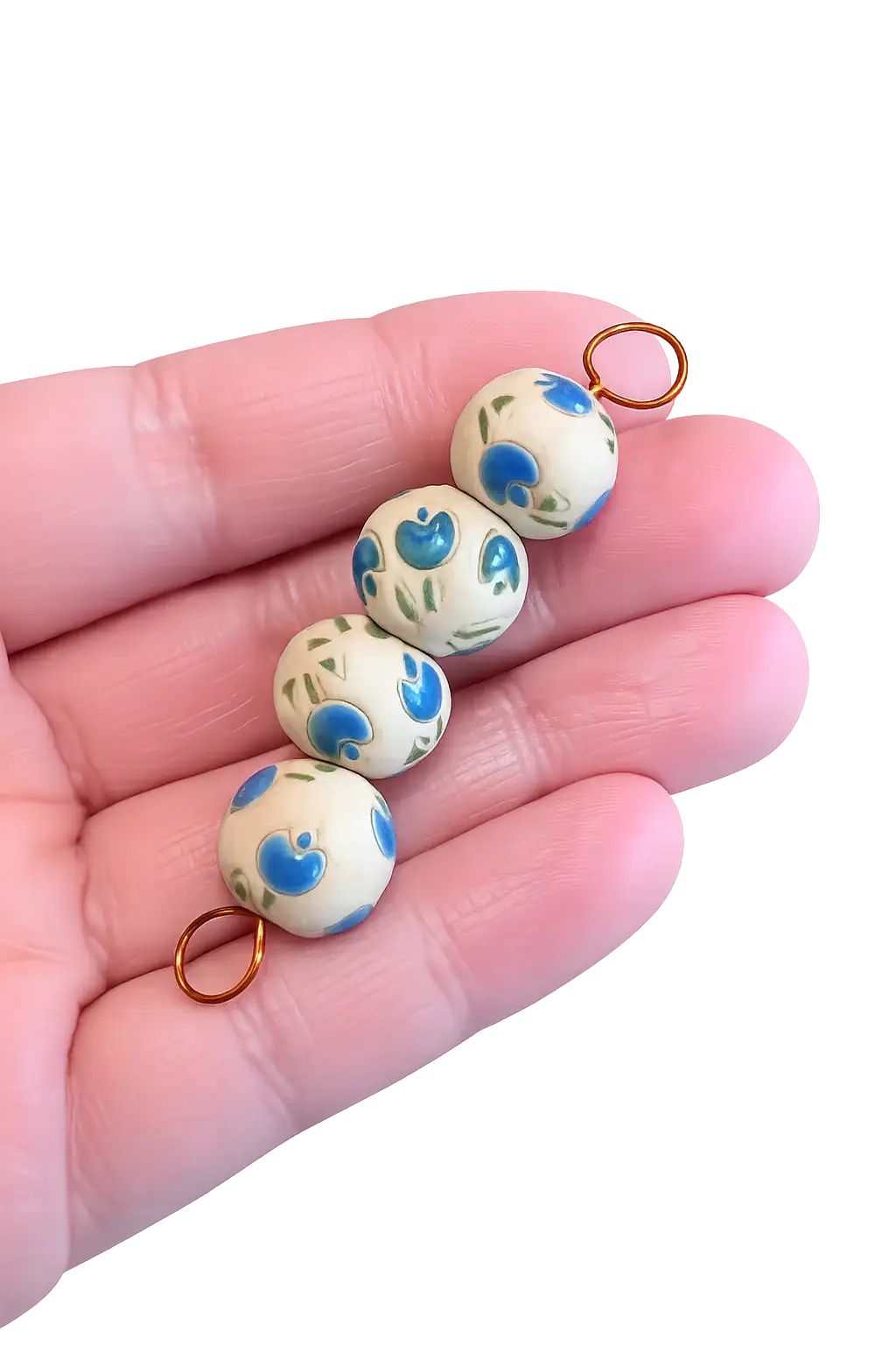 Golem Round Bead, Tulips, Blue - The Argus Collection