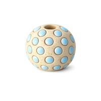 Golem Round Beads, Turquoise Polka Dots, 10x14mm, 4 Pcs. - The Argus Collection