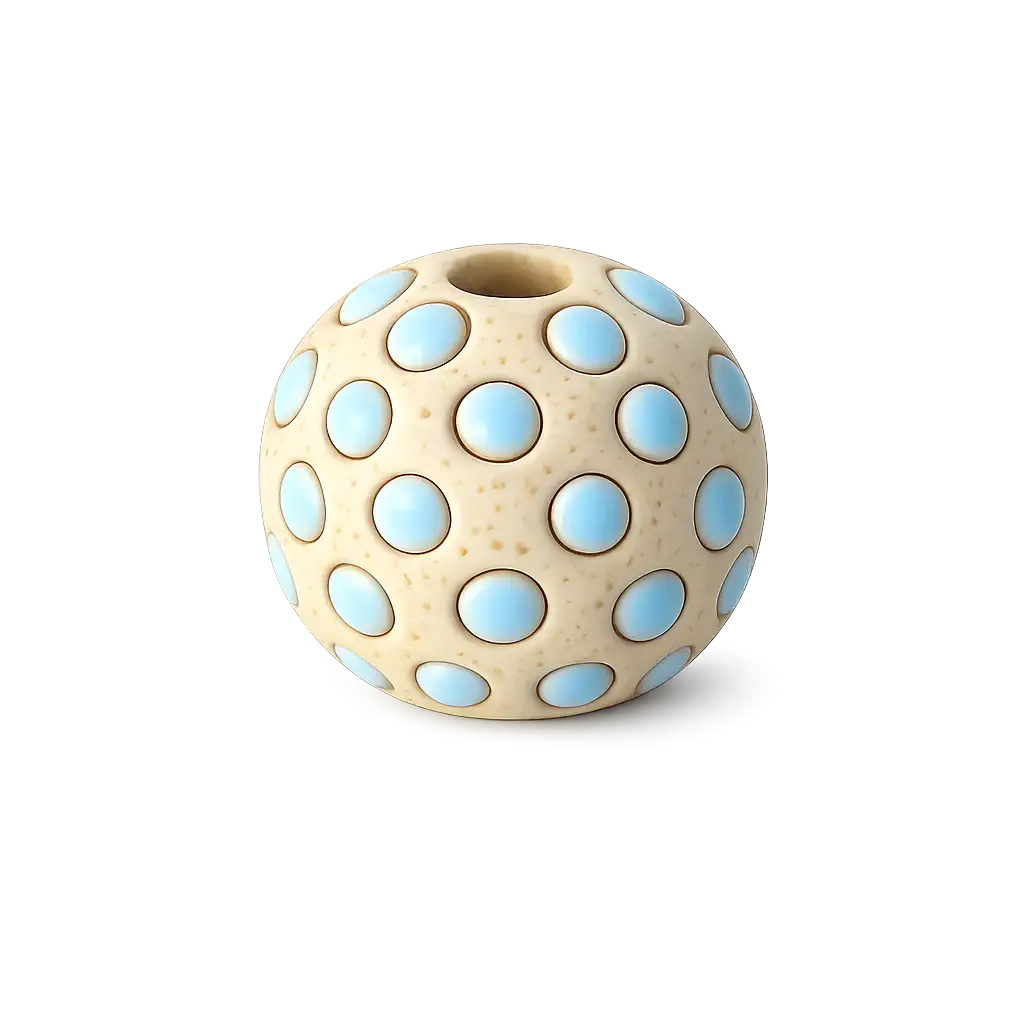 Golem Round Beads, Turquoise Polka Dots, 10x14mm, 4 Pcs. - The Argus Collection