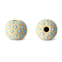 Golem Round Beads, Turquoise Polka Dots, 10x14mm, 4 Pcs. - The Argus Collection