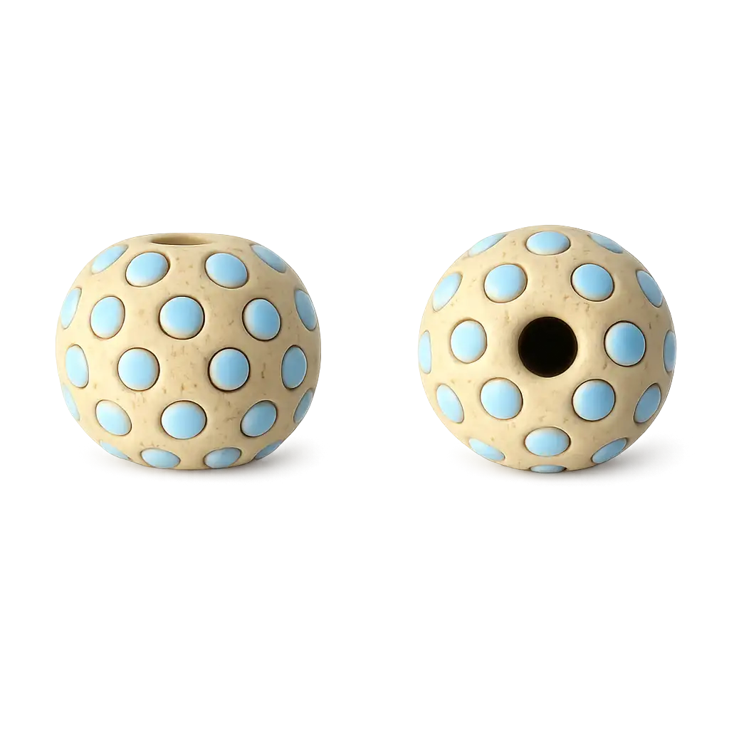 Golem Round Beads, Turquoise Polka Dots, 10x14mm, 4 Pcs. - The Argus Collection