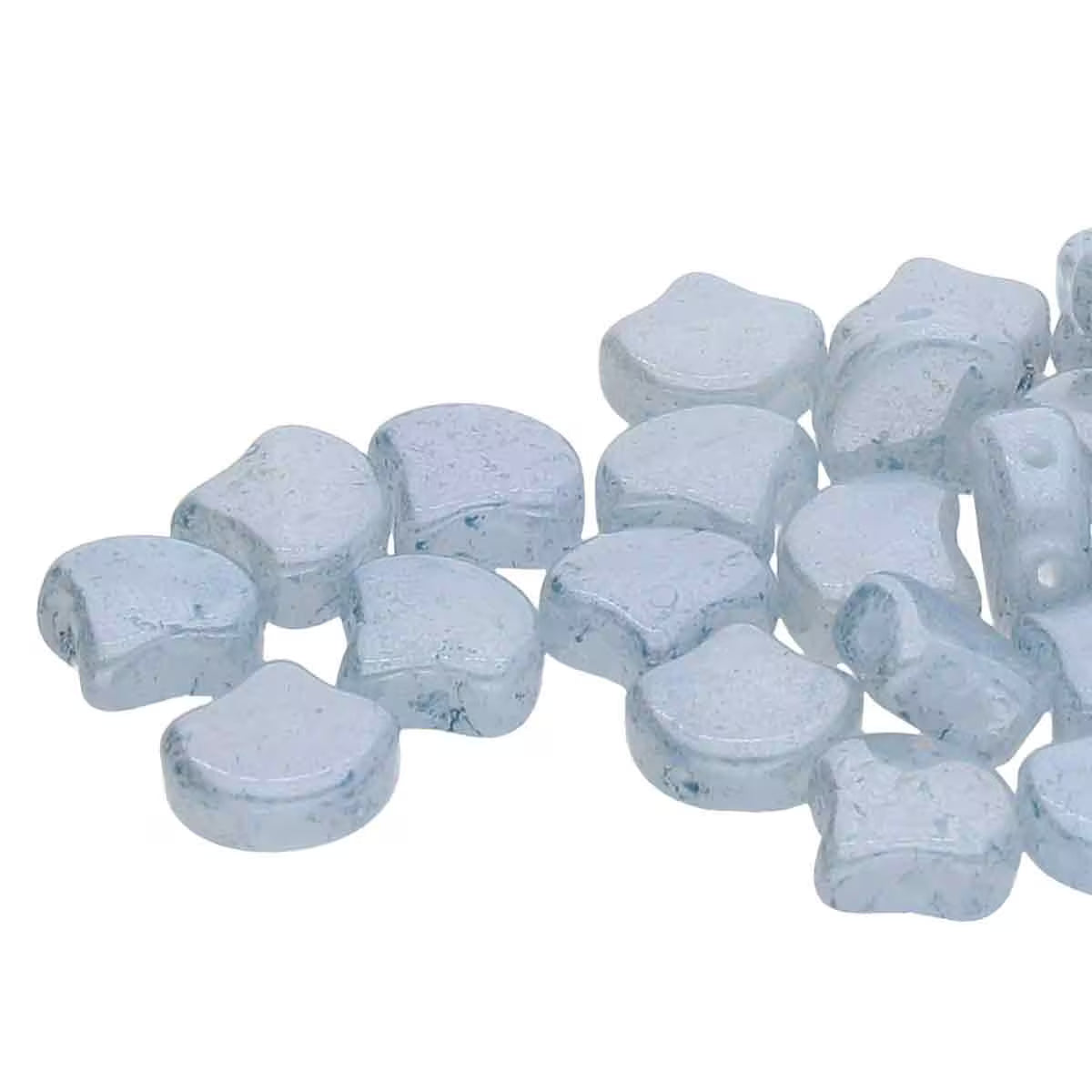 Ginko Beads, White Opal Blue Terracotta, 10g.