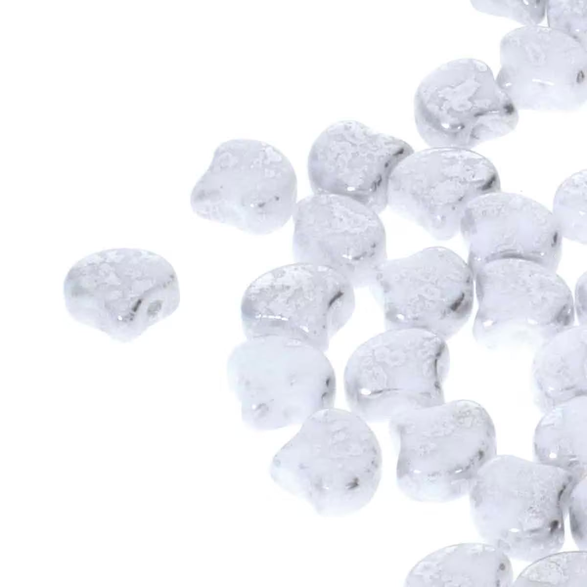 Ginko Beads, Chalk Silver Splash, 10g.