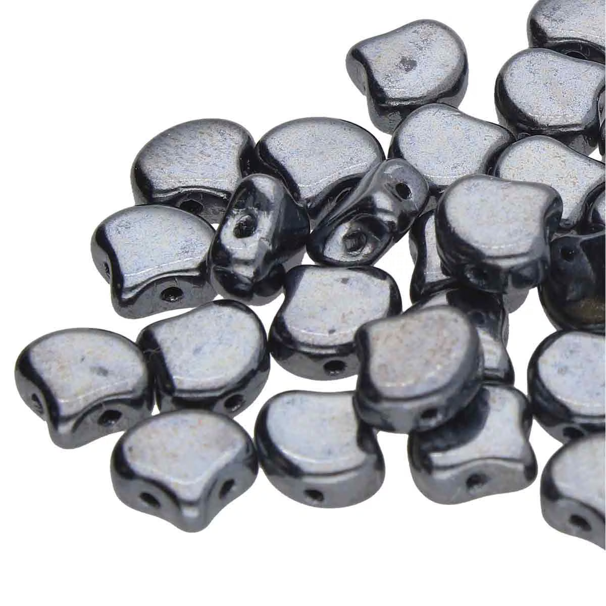 Ginko Beads, 10g. by Matubo, Jet Gunmetal