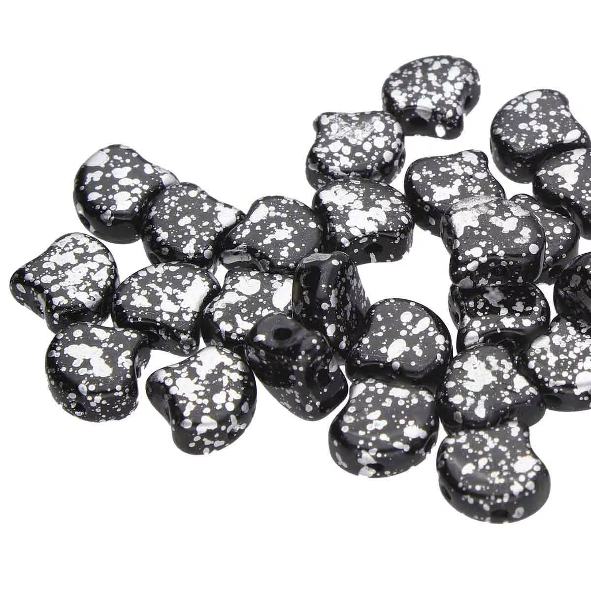 Ginko Beads, Jet Silver Splash, 10g. - The Argus Collection
