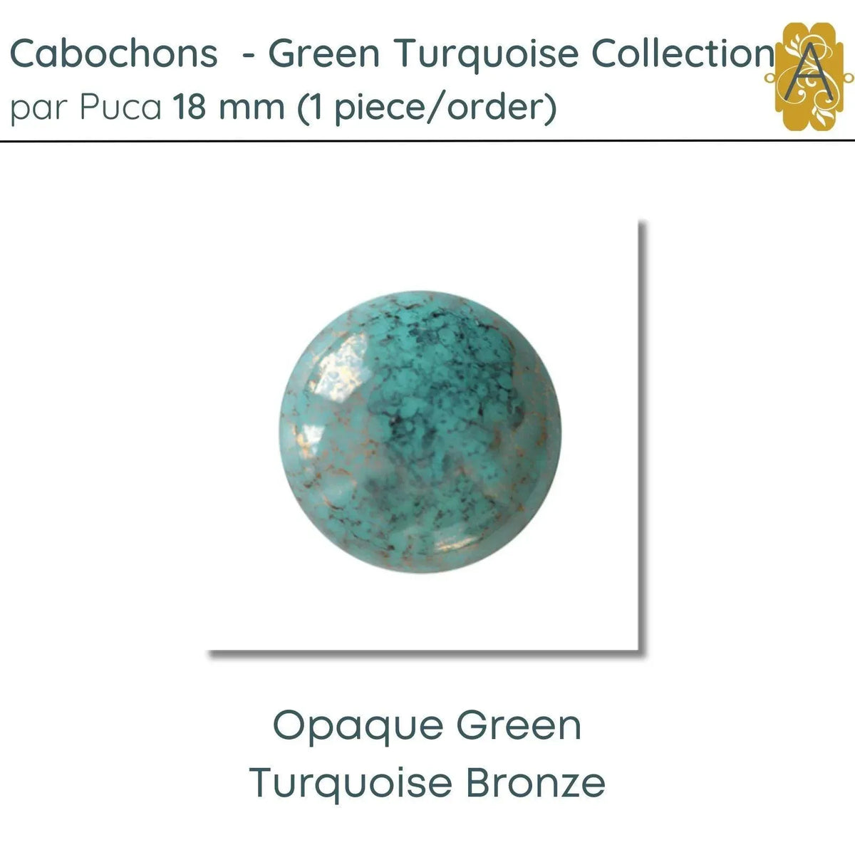 Cabochon par Puca, 18mm, Green Turquoise, 3 Finishes - The Argus Collection