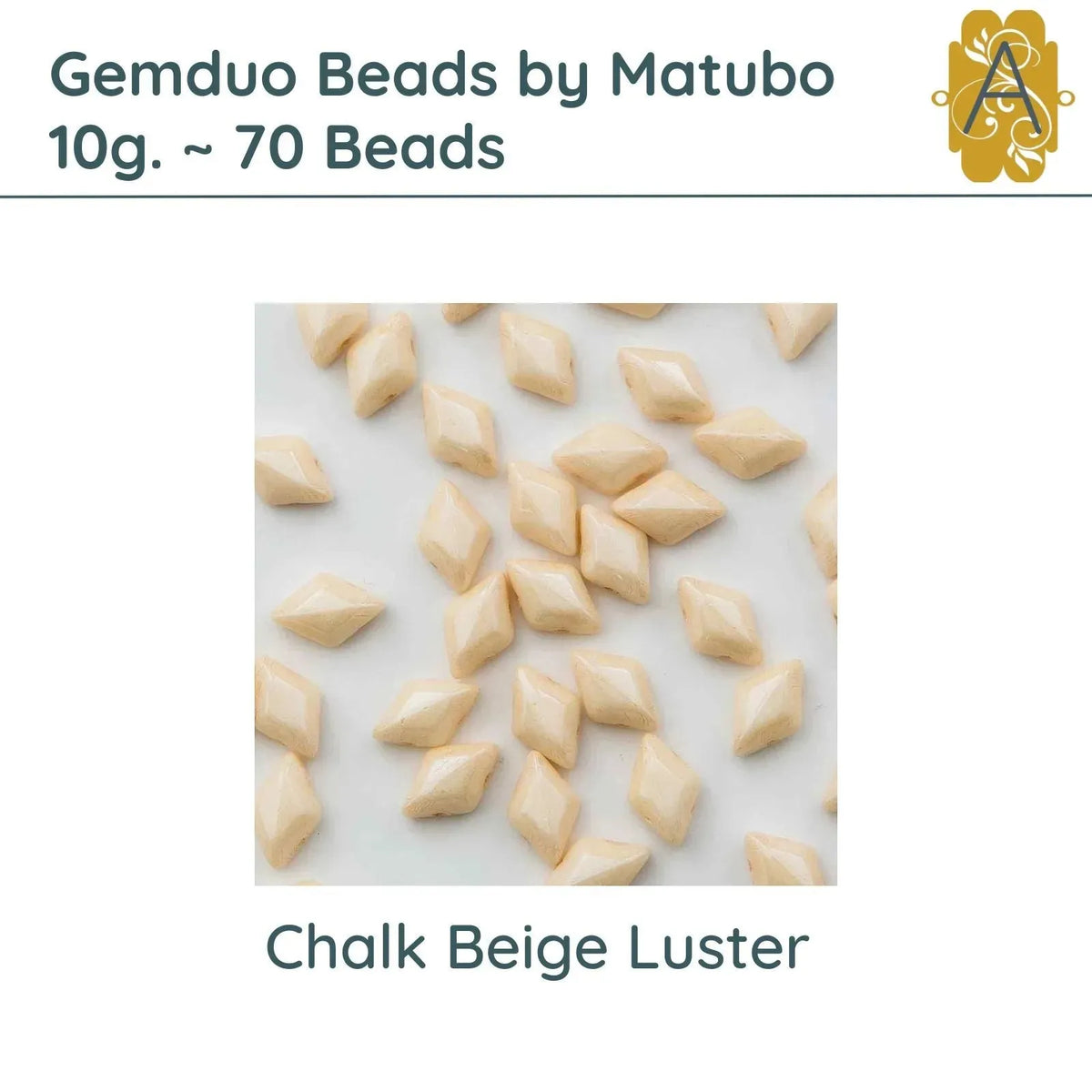 Gemduo Beads by Matubo, 10g., Chalk Beige Luster - The Argus Collection