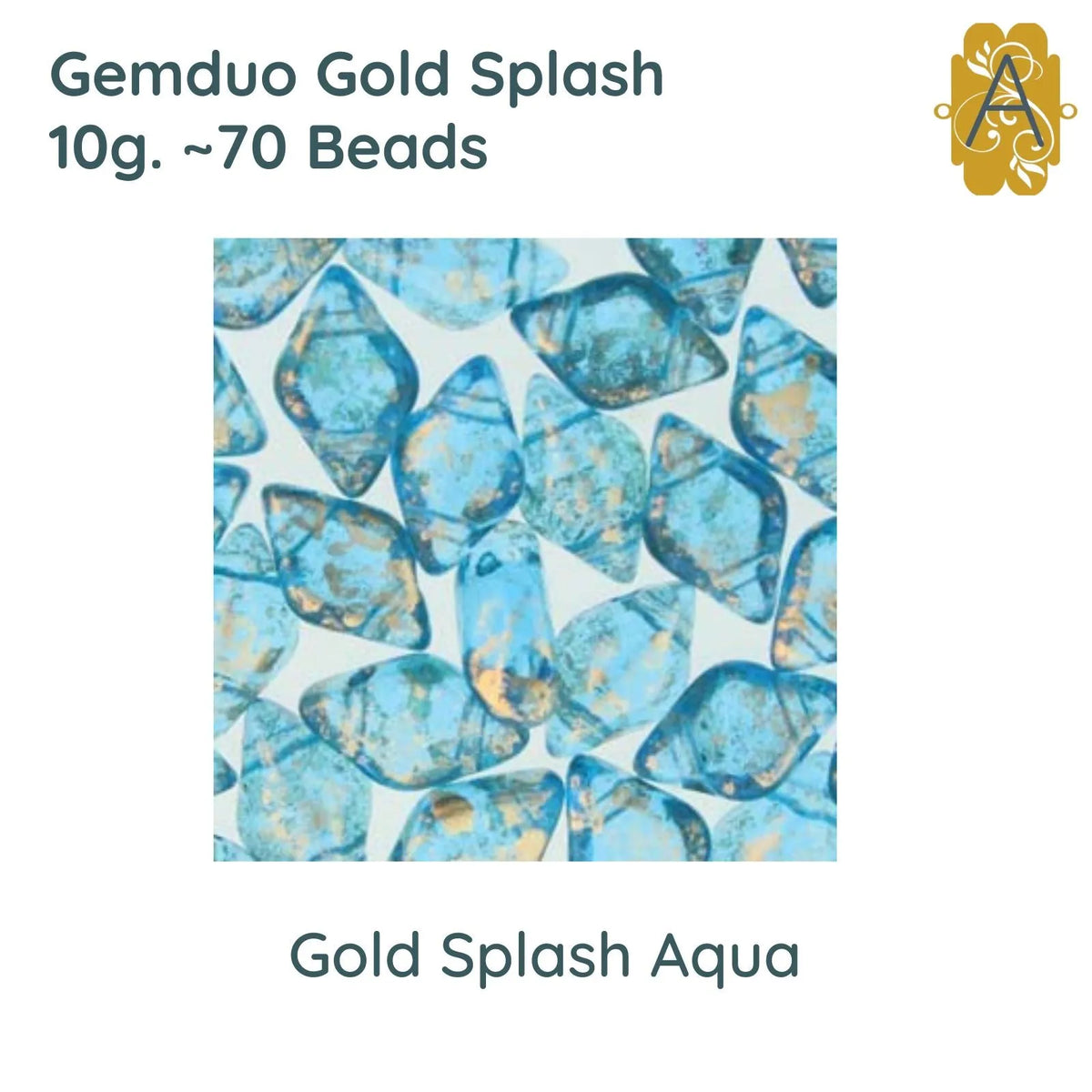 Gemduo Beads by Matubo, Gold Splash Collection, 10g, 10 colors - The Argus Collection