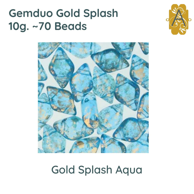 Gemduo Beads by Matubo, Gold Splash Collection, 10g, 10 colors - The Argus Collection