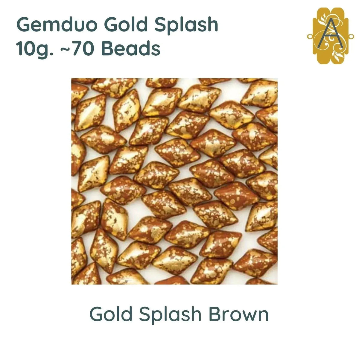 Gemduo Beads by Matubo, Gold Splash Collection, 10g, 10 colors - The Argus Collection