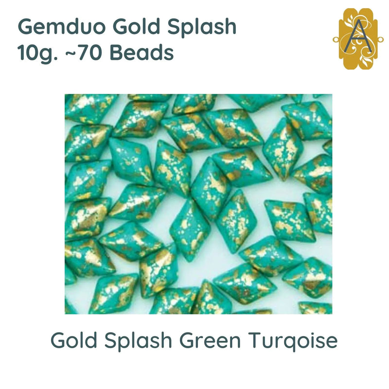 Gemduo Beads by Matubo, Gold Splash Collection, 10g, 10 colors - The Argus Collection