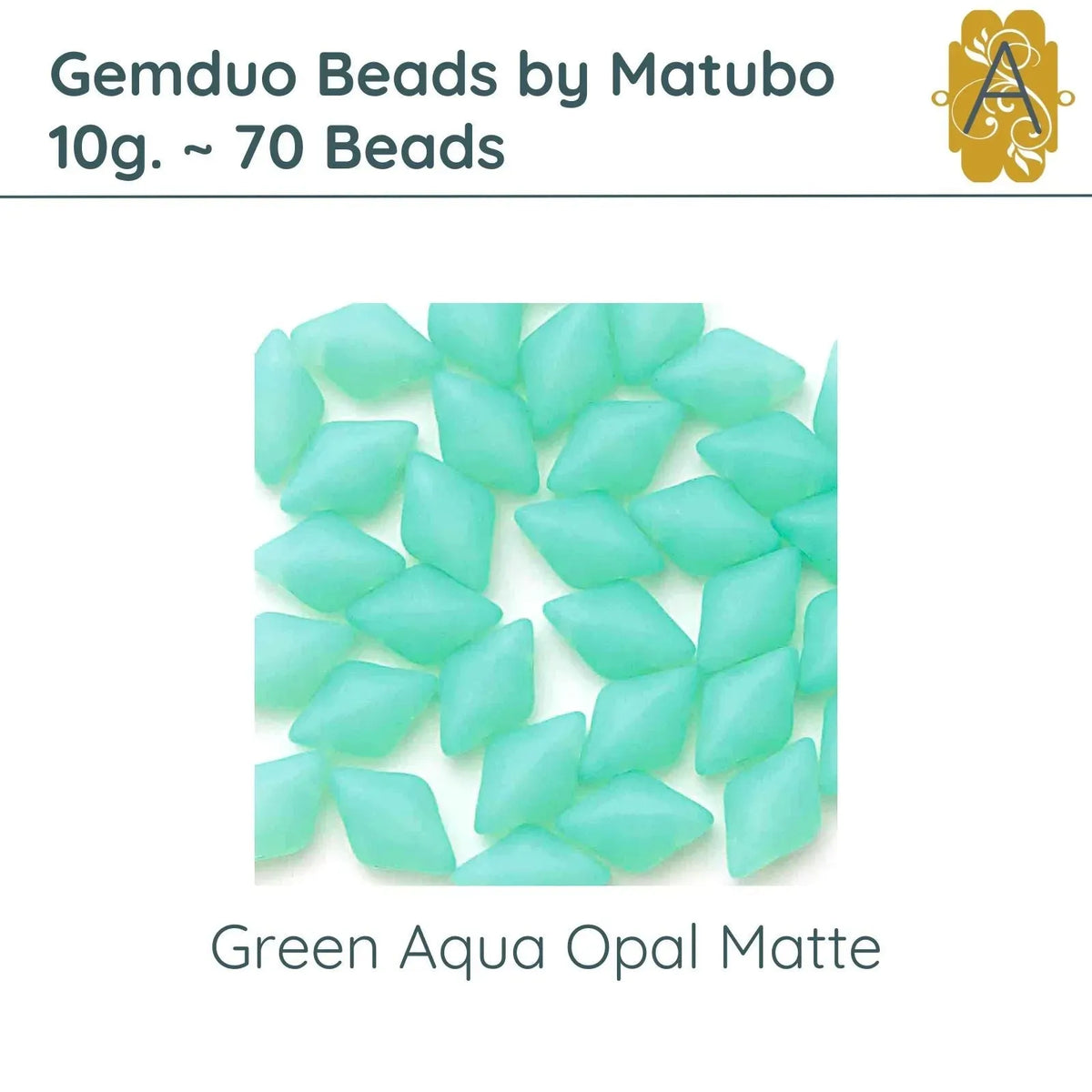 Gemduo Beads by Matubo, 10g., Green Aqua Opal Matte - The Argus Collection