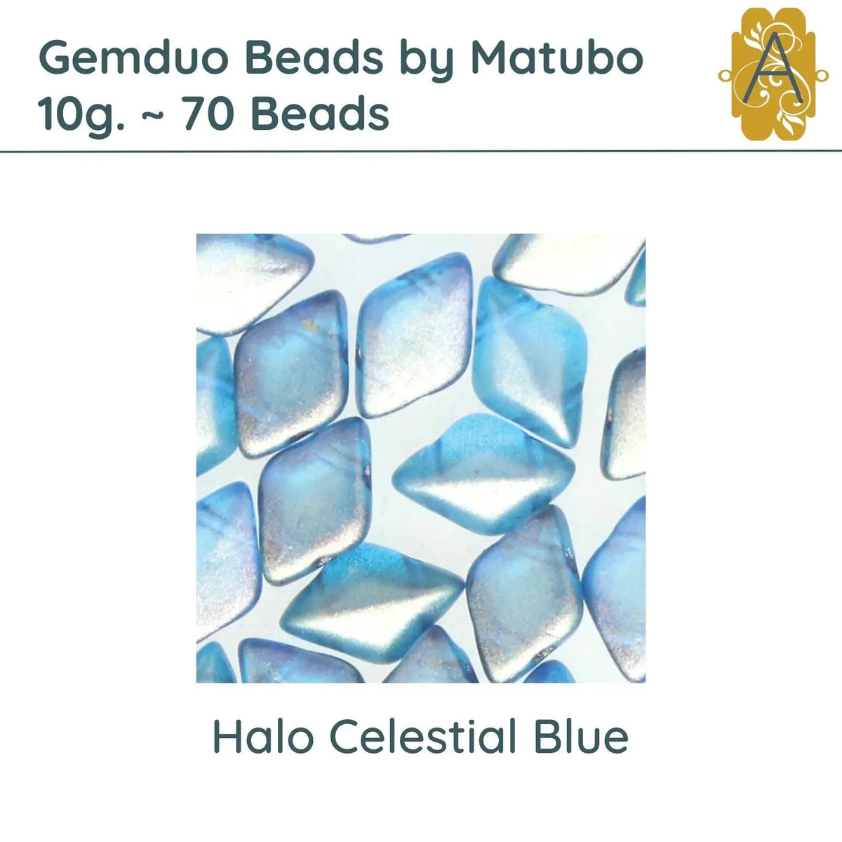 Gemduo Beads by Matubo, 10g., Halo Celestial Blue - The Argus Collection