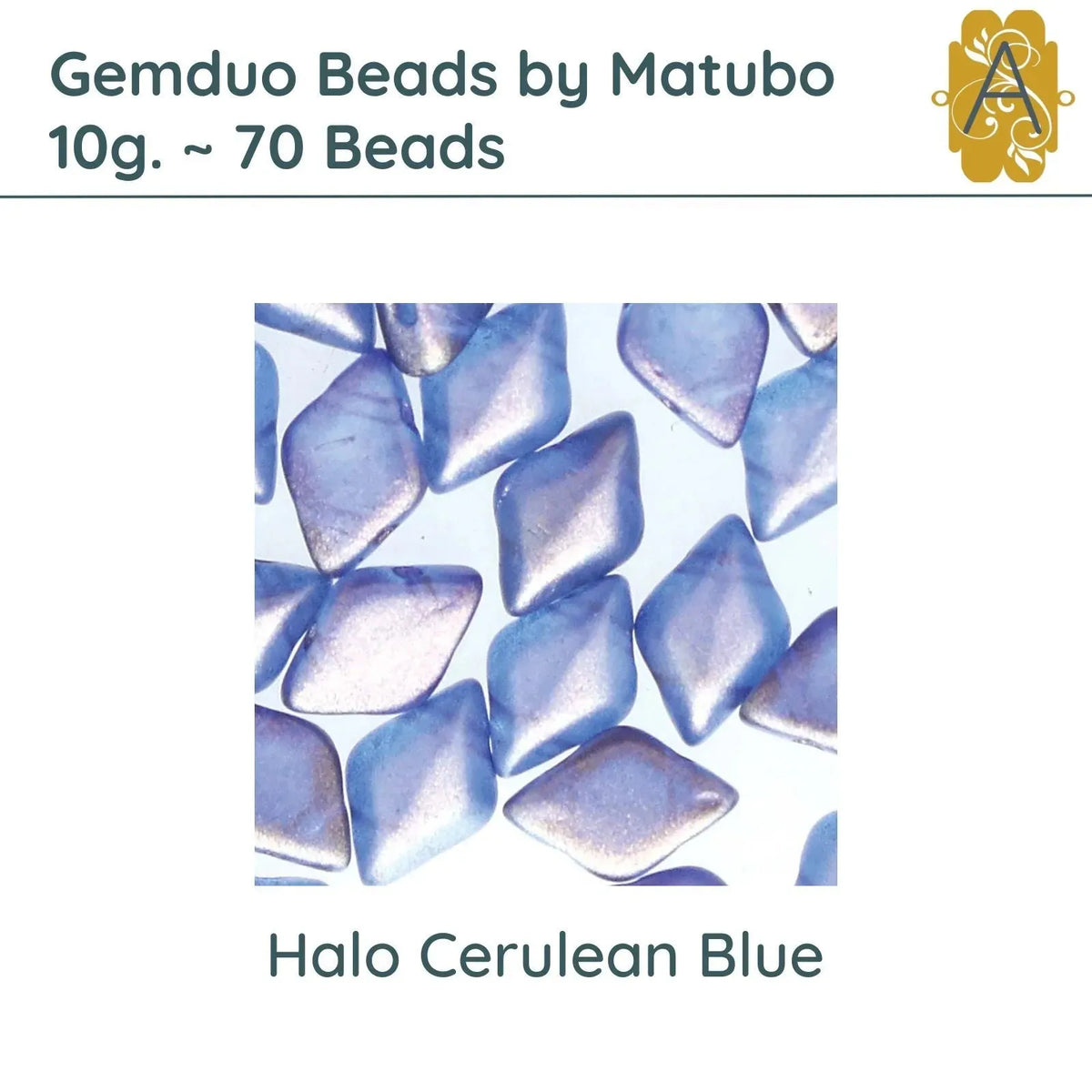 Gemduo Beads by Matubo, 10g., Halo Cerulean Blue - The Argus Collection