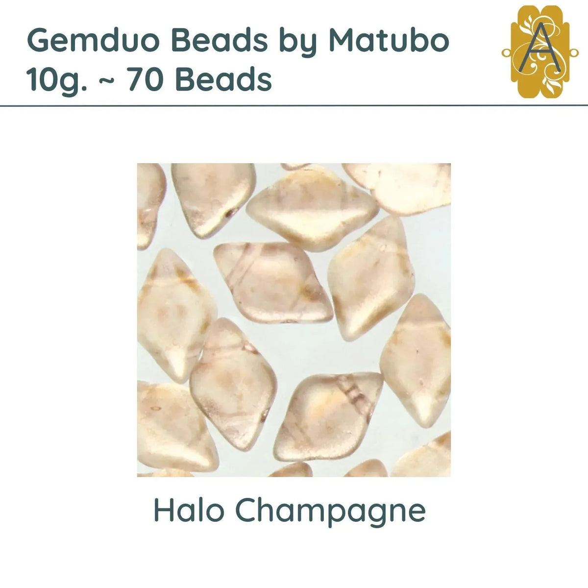 Gemduo Beads by Matubo, 10g., Halo Champagne - The Argus Collection