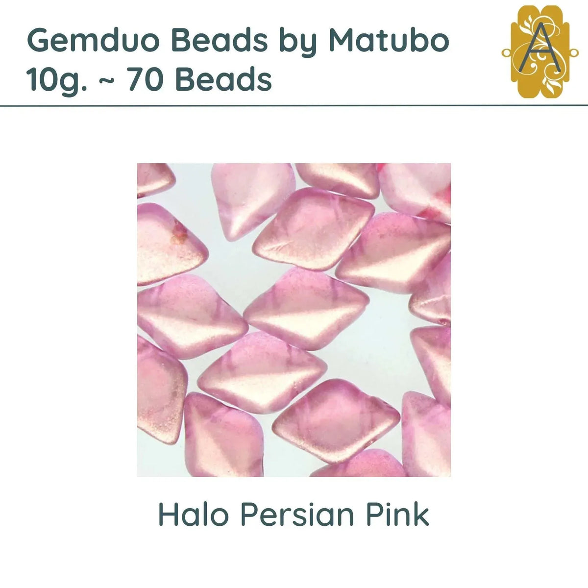 Gemduo Beads by Matubo, 10g., Halo Persian Pink - The Argus Collection