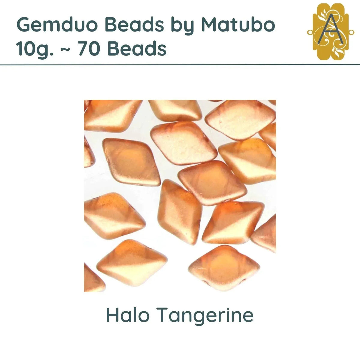 Gemduo Beads by Matubo, 10g., Halo Tangerine - The Argus Collection