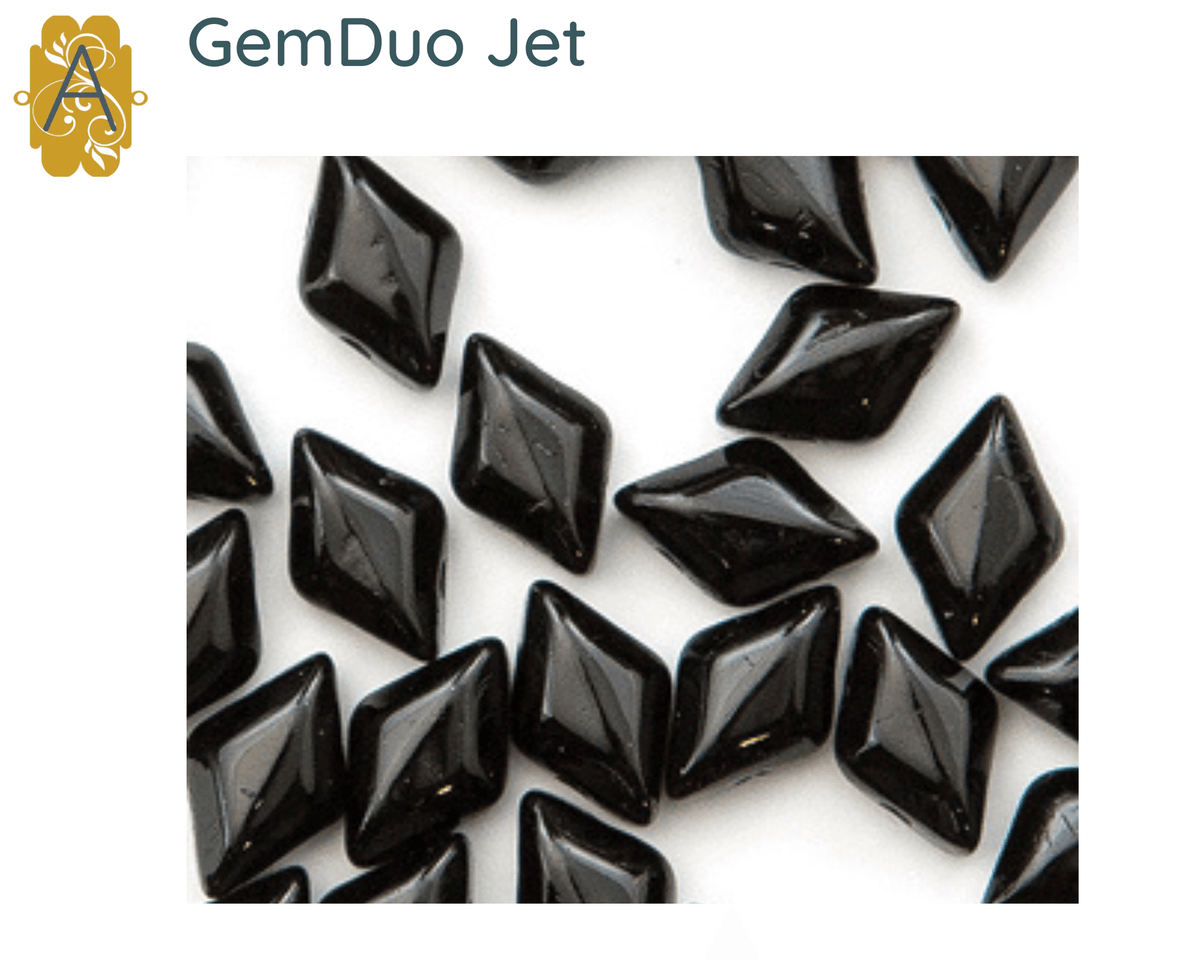 Gemduo Beads by Matubo, Jet & Chrome Collection, 10g - The Argus Collection