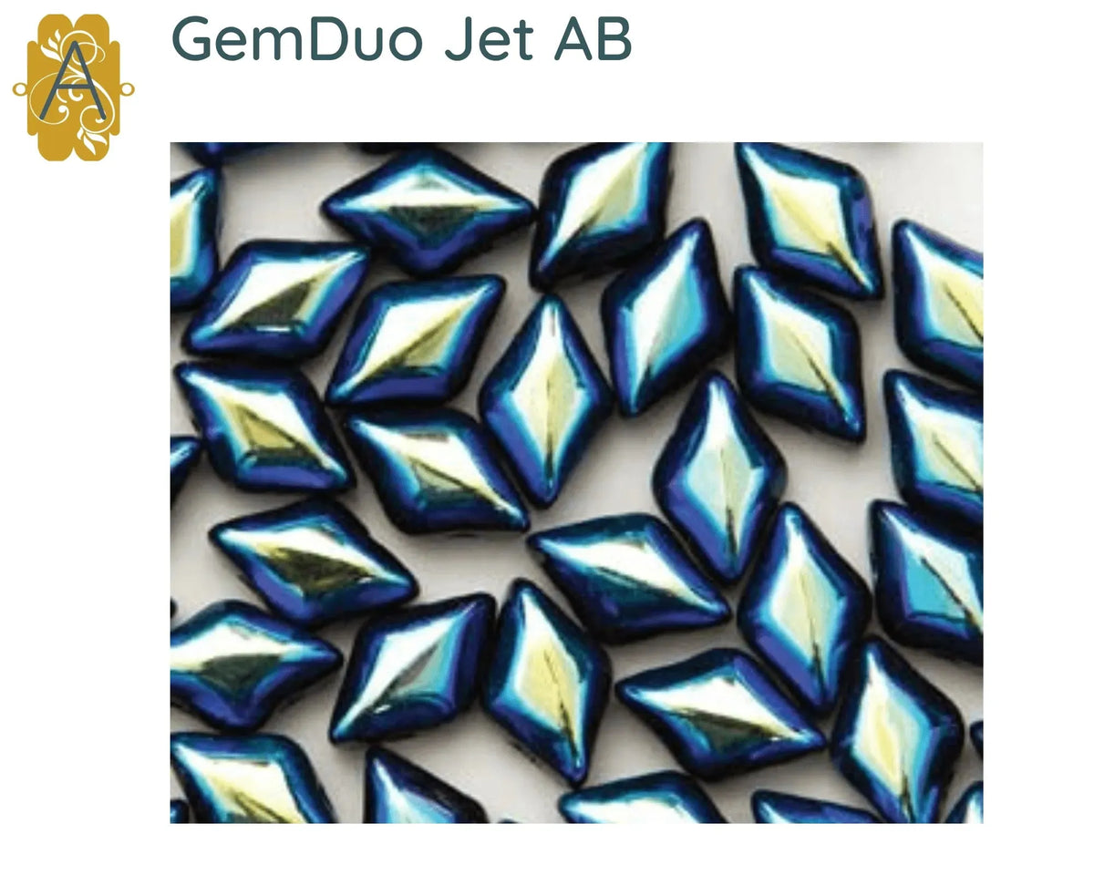 Gemduo Beads by Matubo, Jet & Chrome Collection, 10g - The Argus Collection